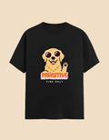Black t-shirt with a dog graphic and 'Pawsitive Vibe Only' text on a beige background
