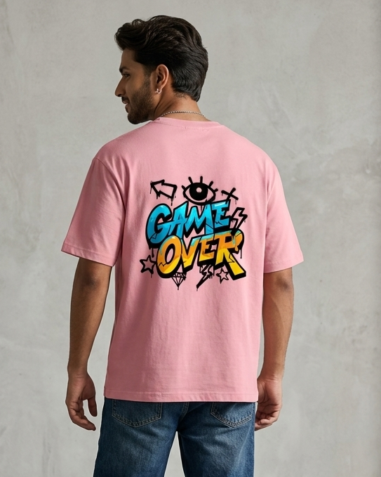 Game Over Graffiti Graphic Cotton T-Shirt Men