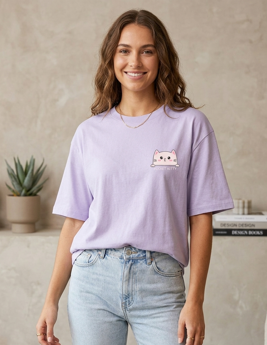Pocket Kitty Oversized Classic T-Shirt