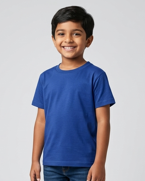 Solid Boy's Crew Neck T-Shirt