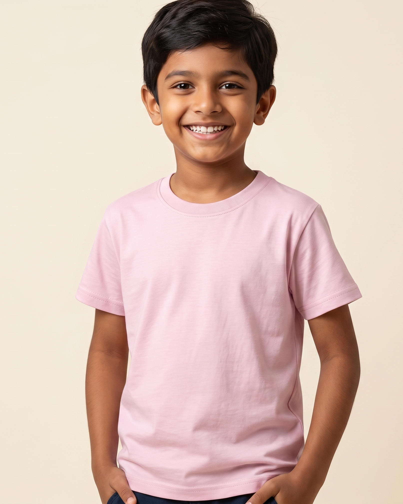 Solid Boy's Crew Neck T-Shirt