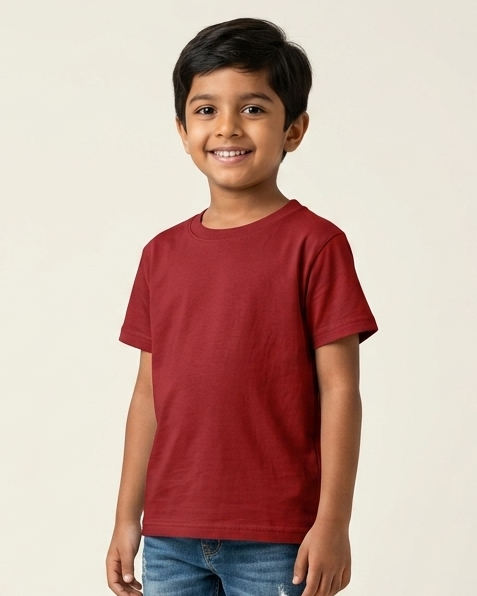Solid Boy's Crew Neck T-Shirt