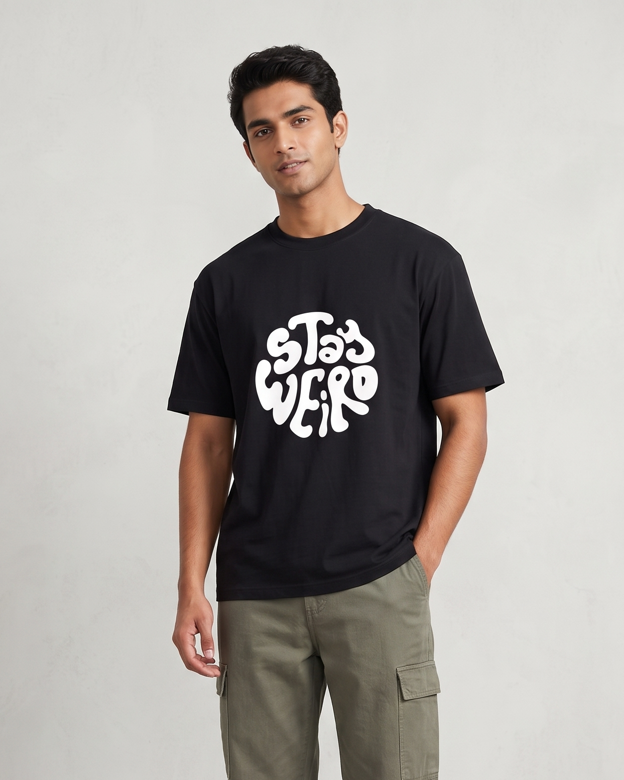 Men's Typo Stay Weird Classic Crew T-Shirt