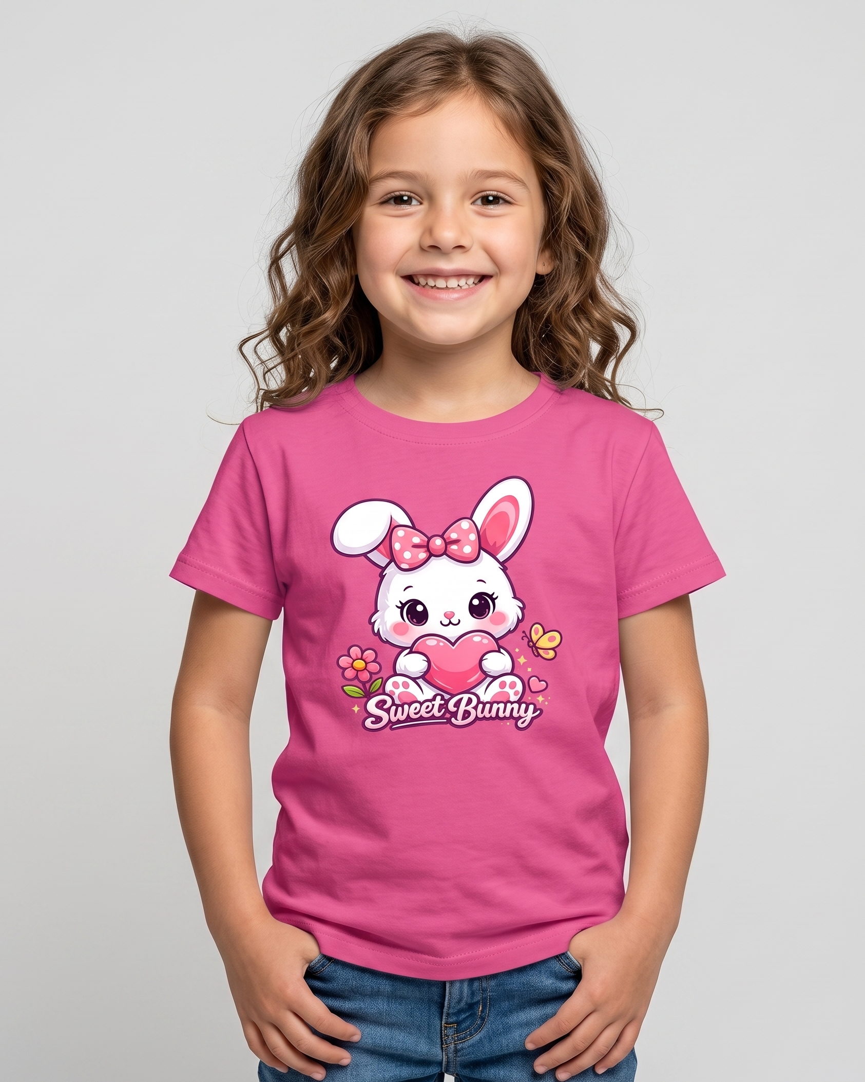 Sweet Bunny Girl's Crew Neck T-Shirt