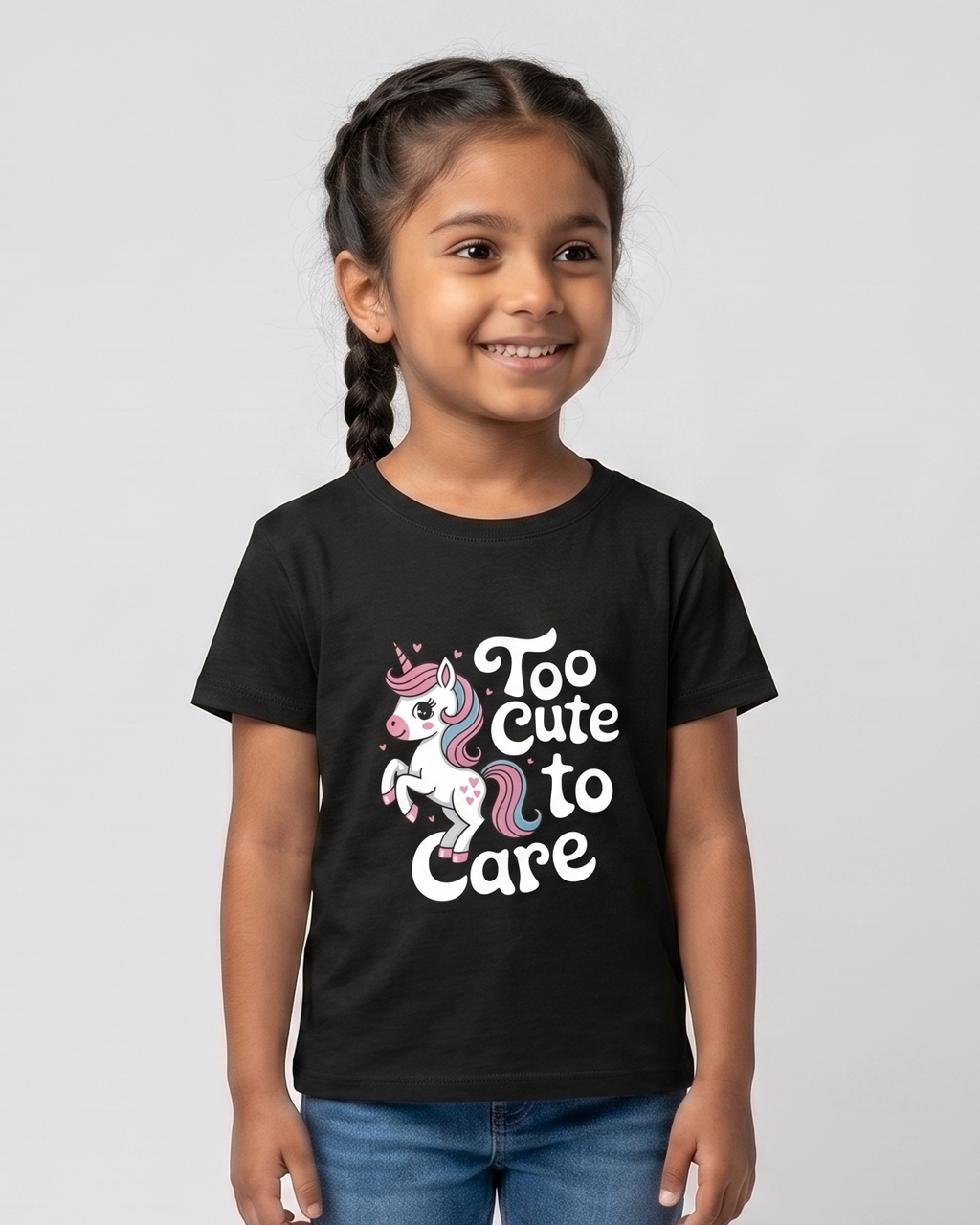 Cute Unicorn Girl's Crew Neck T-Shirt