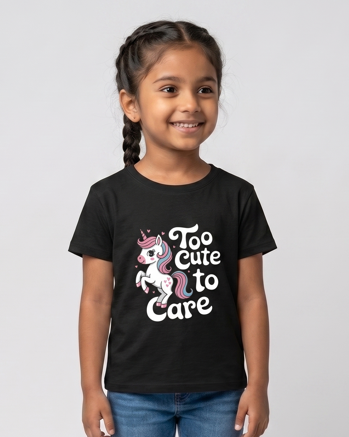 Cute Unicorn Girl's Crew Neck T-Shirt